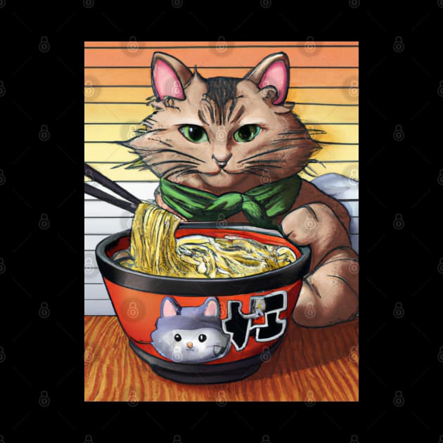 Cat Eating Ramen by ArtisticCorner