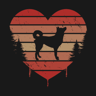 Cute Red Vintage Heart Korean Jindo Dog Valentine day Love Gift Idea T-Shirt