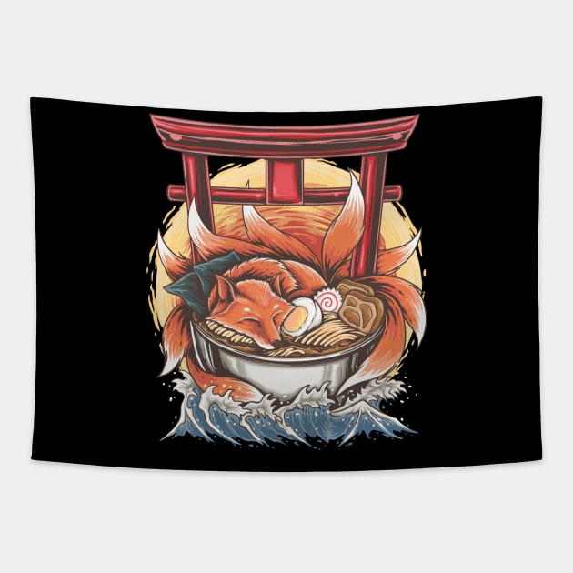 Kyubi ramen Tapestry by opoyostudio