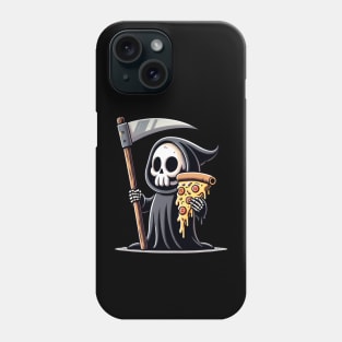 Grim Reaper with Pizza, Funny Pizza lover Phone Case