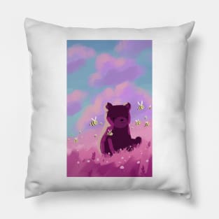 Cute digital art of teddy bear Pillow