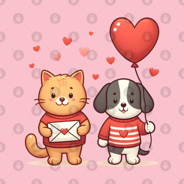 Mail is on the Way! Cat & Dog Deliver Valentine's Day Cheer by Thewondercabinet28