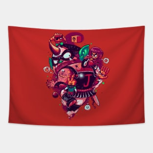 Alex Kidd VS Janken Gang Tapestry