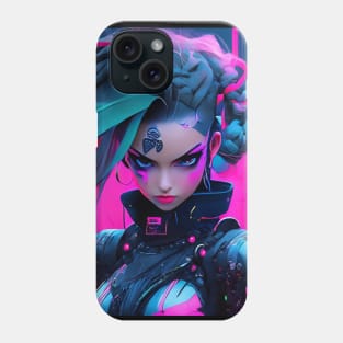 Neon cyberpunk girl Phone Case