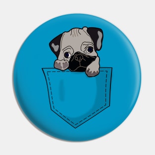 Pug Puppy in my Pocket, cute dog Pin