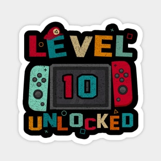 Level 10 Unlocked Gaming Birthday Boys 10th Birthday Gamer Magnet