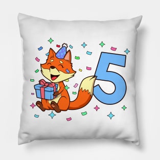 I am 5 with fox - boy birthday 5 years old Pillow