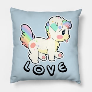 Kawaii Puppy Love Rainbow Pillow