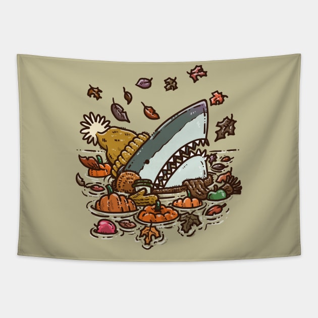 Fall Shark Tapestry by nickv47