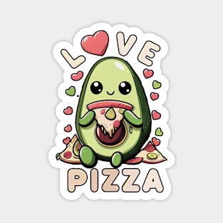 A cute sweet avocado eating pizza Magnet