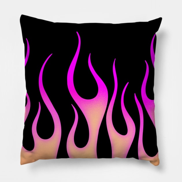 Pink Hot Flames Pillow by Trippycollage