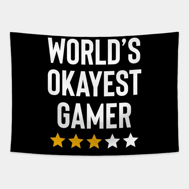 Worlds Okayest Gamer Funny Birthday Christmas Gag Gift Tapestry by Boneworkshop