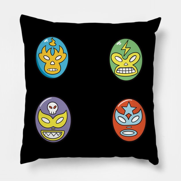 Lucha Libre Wrestlers Pillow by Narwhal-Scribbles