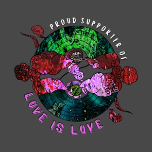 Proud Supporter of Love is Love Rainbows - Space Green & Red T-Shirt