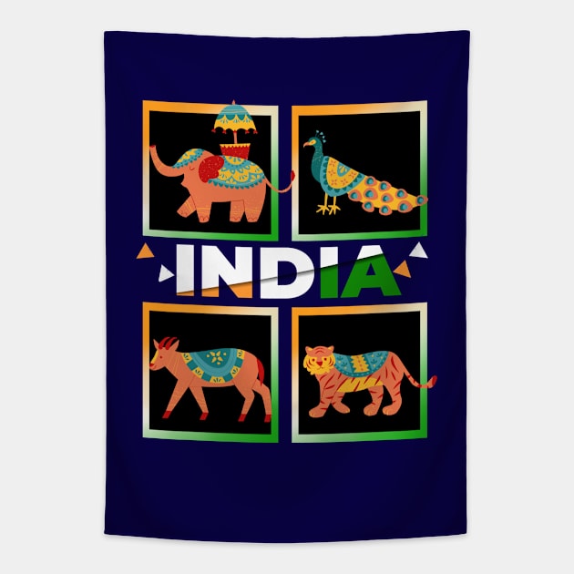 India and Animal Love Tapestry by Savi L'amour