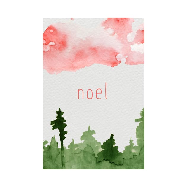 Christmas Noel Watercolor by Spindriftdesigns