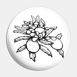 Beautiful Black and White Flower Doodle Art Pin