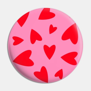 Red Love Hearts on Pink Pin