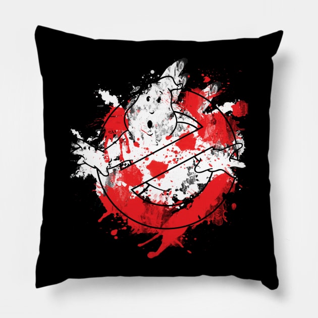 Ghostbusters Paint Splatter Pillow by thorbahn3