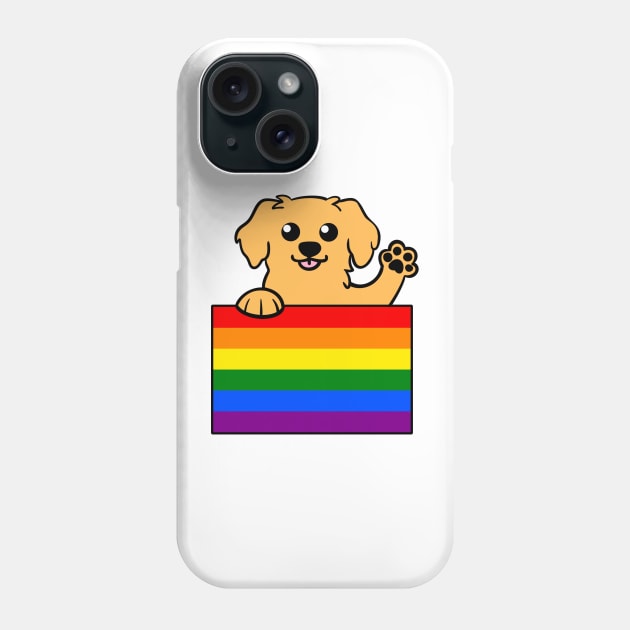 Love is Love Puppy - Golden v2 Phone Case by LittleGreenHat