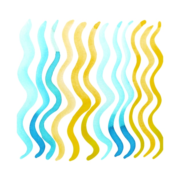 Wavy lines - yellow and aqua by wackapacka