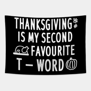 Thanksgiving turkey quote pumpkin leaf family Tapestry