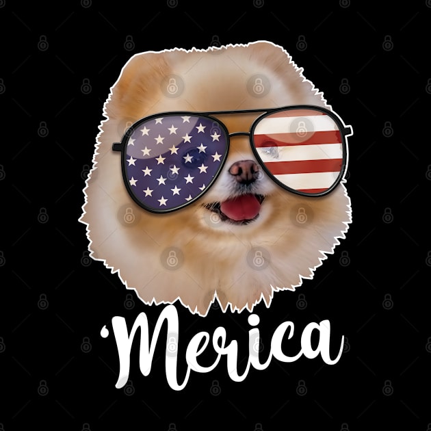 Merica - Pomeranian, American Flag Sunglasses, Patriotic Dog Lover, 4th Of July Gift For Men, Women & Kids by Art Like Wow Designs