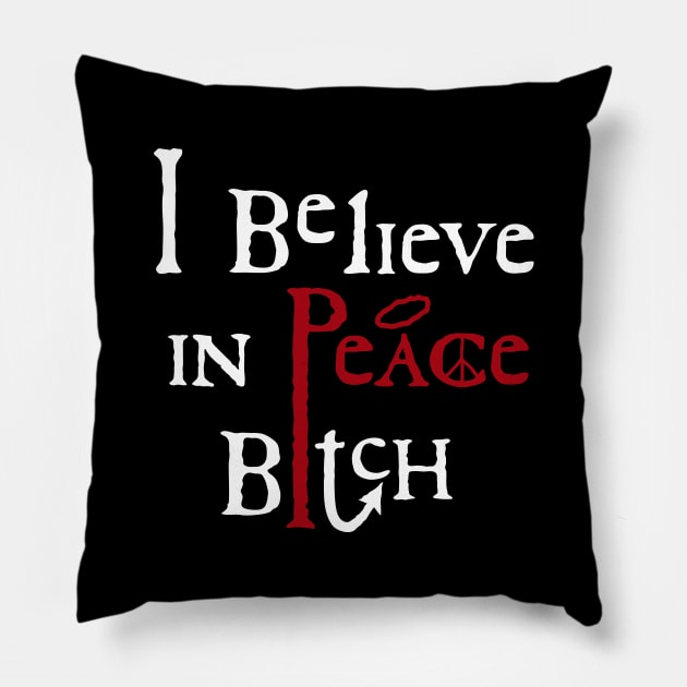 Good Omens Believe in Peace Pillow by designedbygeeks