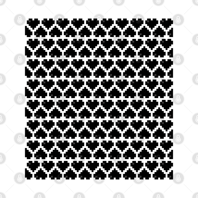 Seamless Pattern of Black Pixel Hearts by gkillerb