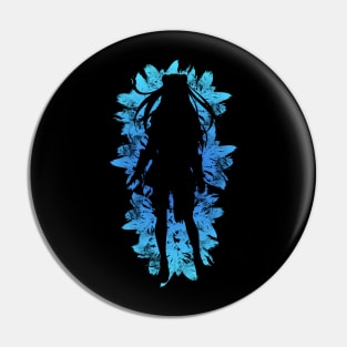 Shield - Blue Flowers style Pin