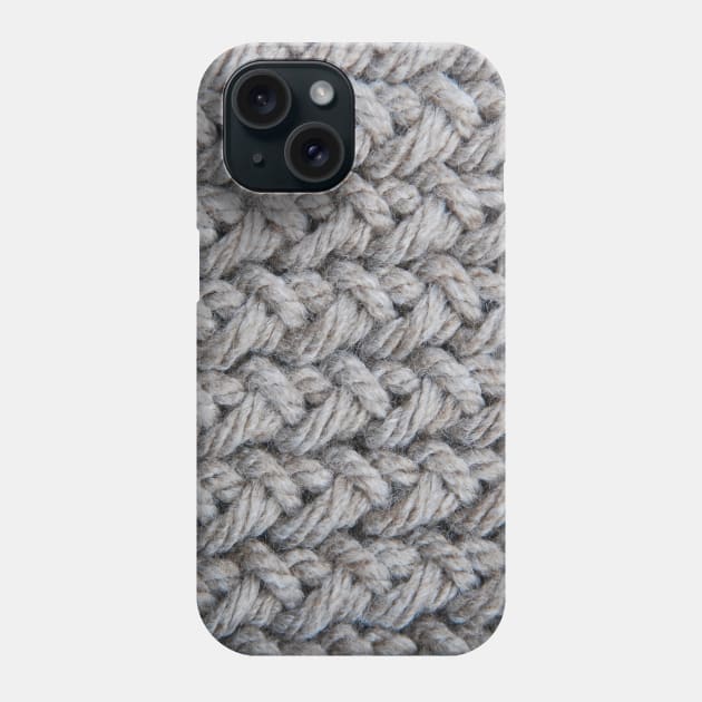 1980s retro grey sweater texture chunky knit crochet Phone Case by Tina