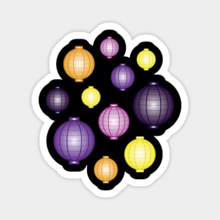 Lanterns | Mid Autumn Festival | Purple Orange Yellow | Black Magnet