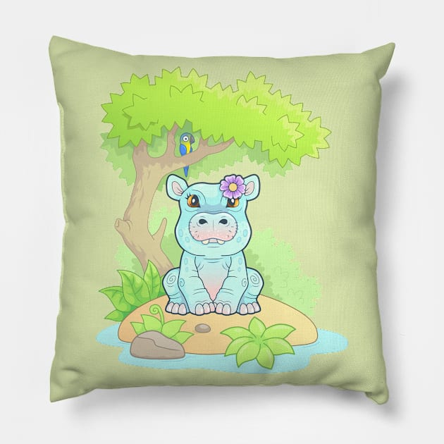 little cute hippo Pillow by YMFargon