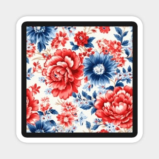 Red White and Blue Patriotic Shabby Floral Magnet