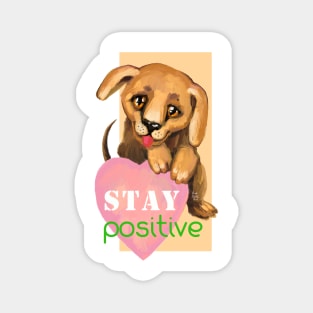 Cute dog. Baby pets. Puppy friendship love. Magnet