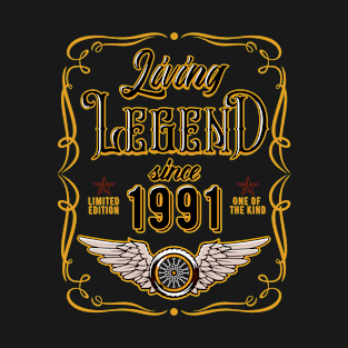 29th Birthday Gift For Men Women Living Legend Since 1991 T-Shirt