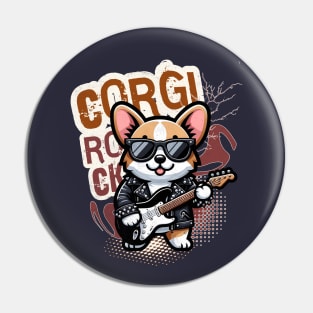 Rocker Funny Corgi Pin