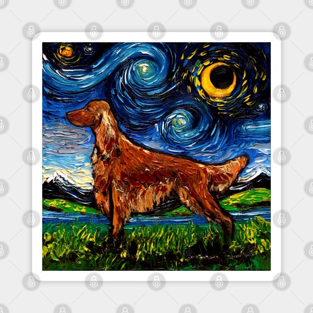 Irish Setter Starry Night Magnet by sagittariusgallery