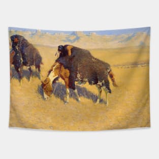 Indians Simulating Buffalo by Frederic Remington Tapestry