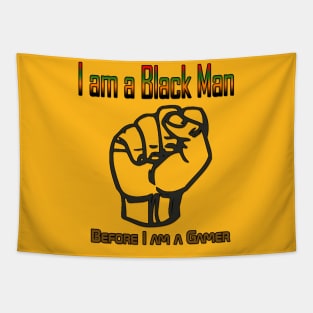 I am a Black Man before a gamer Tapestry