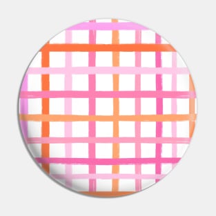 Multi Pink and Orange Free Hand Stripy Check Pin