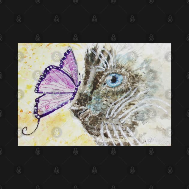 Siamese cat purple butterfly by SamsArtworks