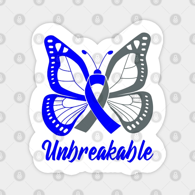 Blue and Gray Butterfly Awareness Ribbon Unbreakable Magnet by FanaticTee