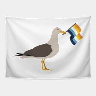 Seagull Holding Aroace Pride Flag Tapestry