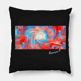 Abstract Portal in Orange and Blue Pillow