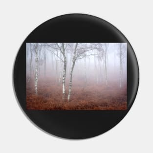 Birches and Bracken in the Mist Pin