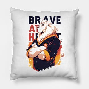 White Lion Wizard - Brave - Fantasy Pillow