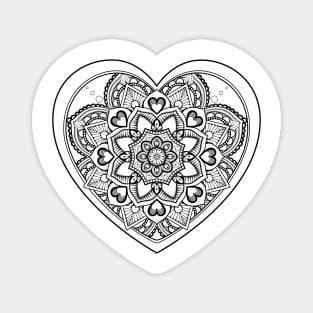 Mandala heart and zentangle patterns Magnet