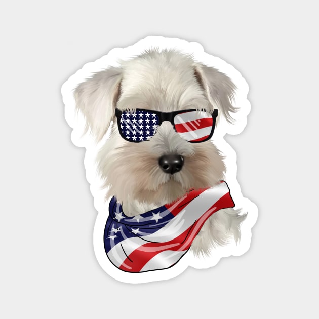 West Highland White Terrier Dog, USA Flag, American Dog Magnet by logiamerch