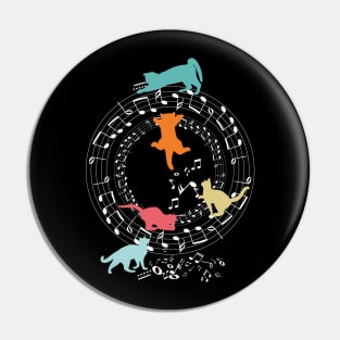 Funny Cats Playing Music Notes Pin